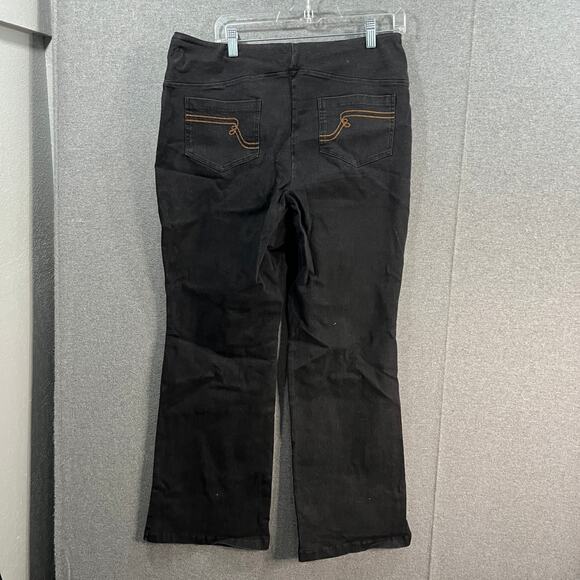 Women with Control Denim Tummy Control Pants Black Plus Petite 18 - Picture 2 of 11